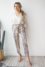 mode, snakeskin high waist trousers