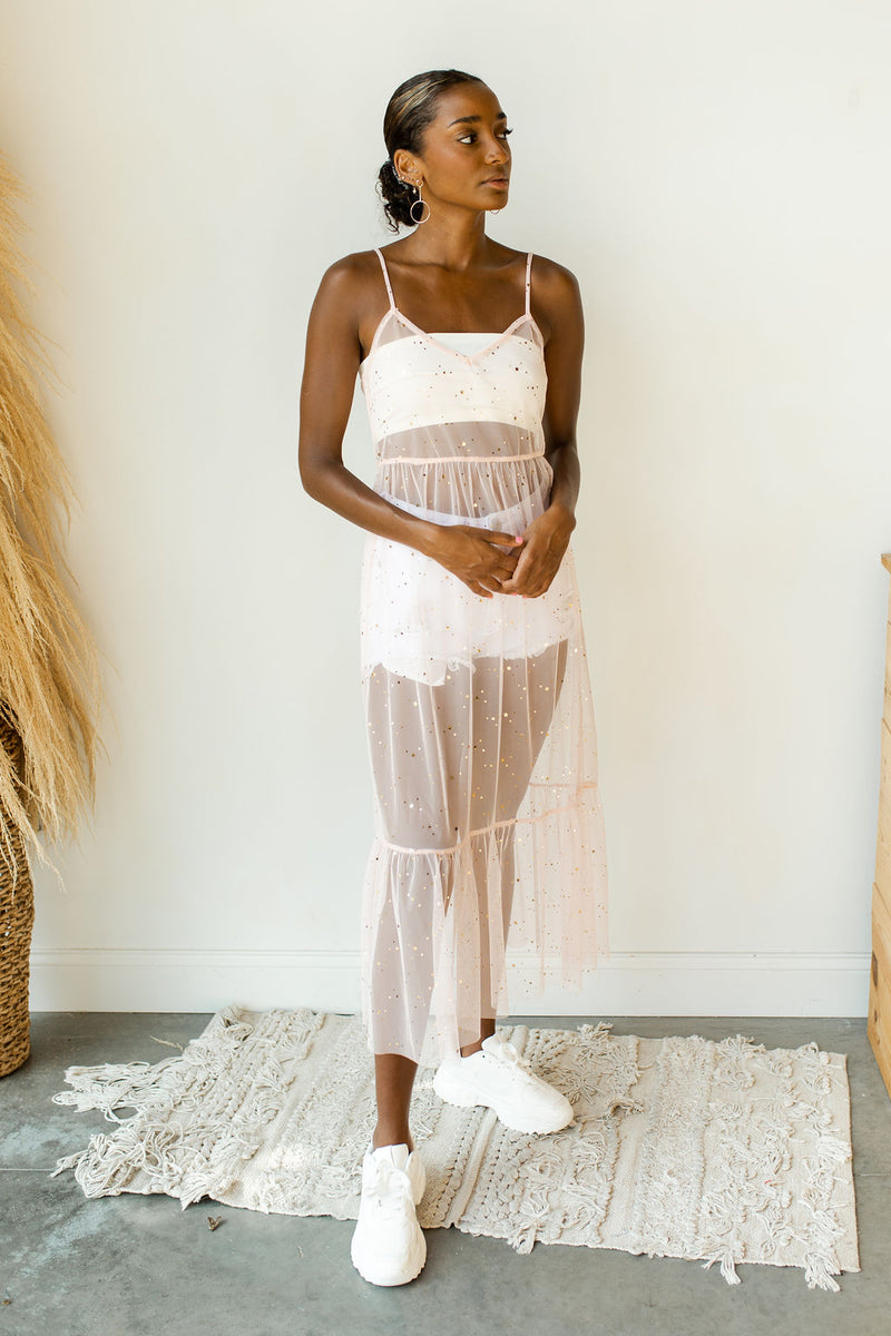 mode, star girl mesh overlay dress