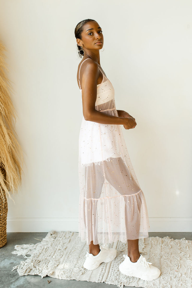 mode, star girl mesh overlay dress