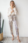 mode, snakeskin high waist trousers