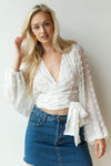 mode, pop of texture blouse