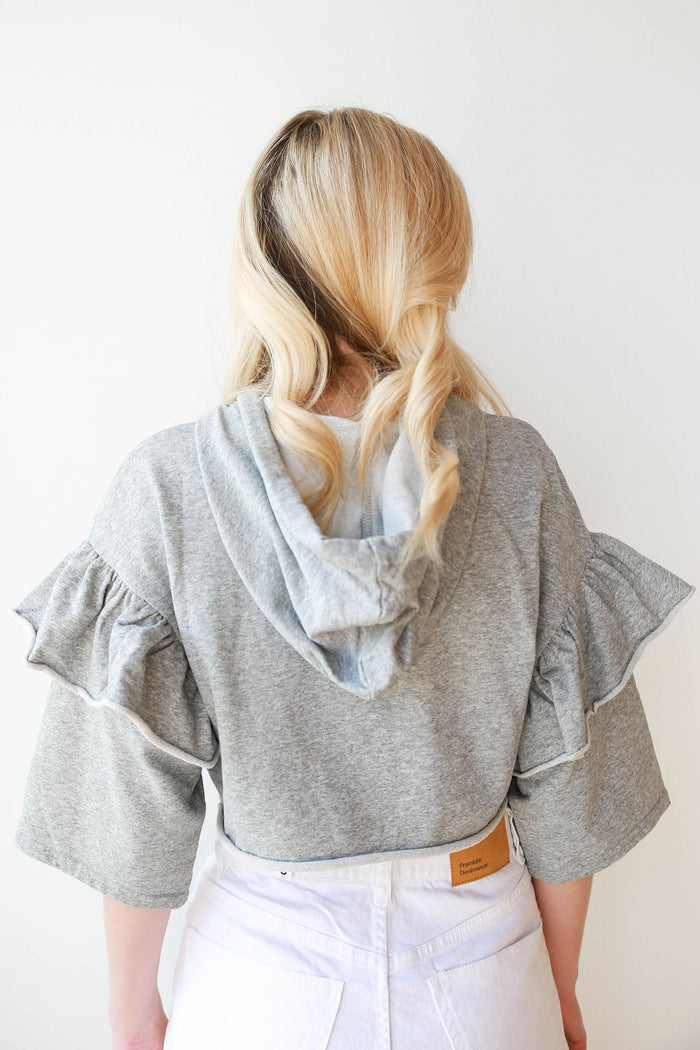 mode, ruffle sleeve knit top