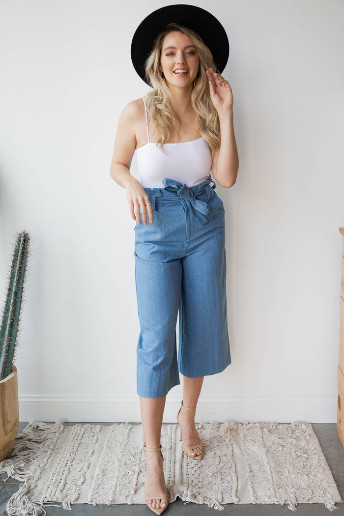mode, denim paper bag pants