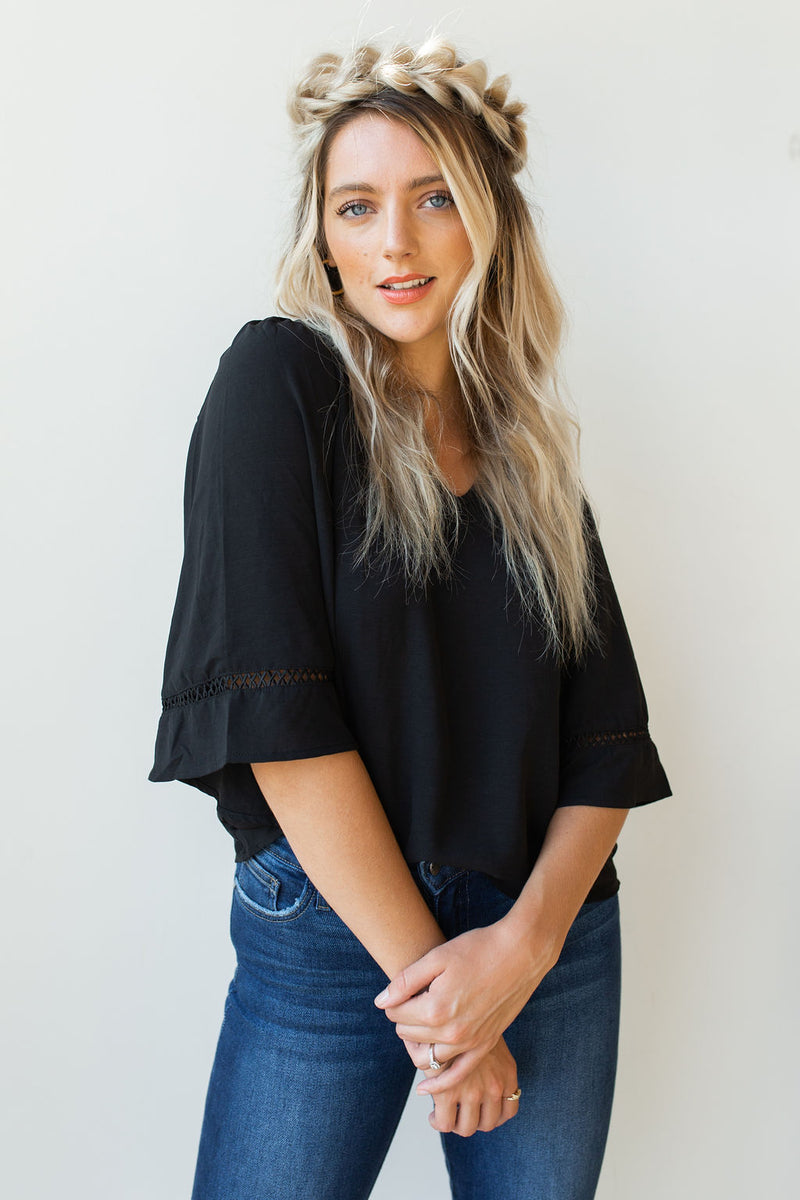 mode, super flow sleeve blouse
