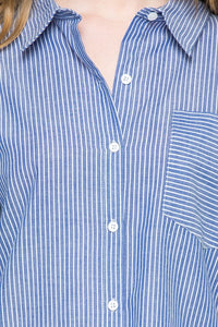 mode, mid stripe tie sleeve blouse