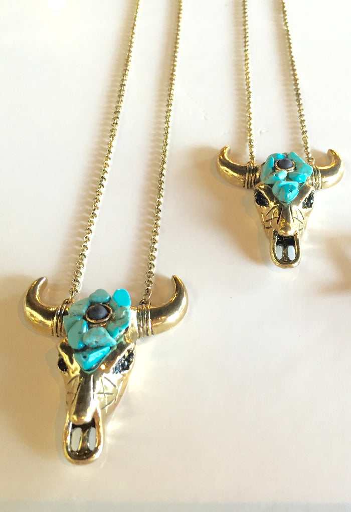 mode, turquoise bull skull