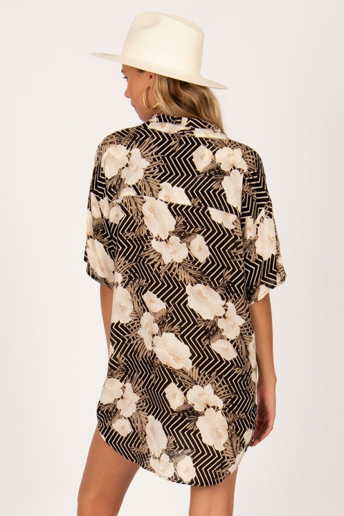 mode, island oasis short sleeve button up woven