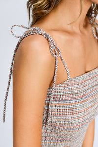 mode, smocked mini woven dress