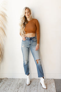 mode, straight up high rise denim