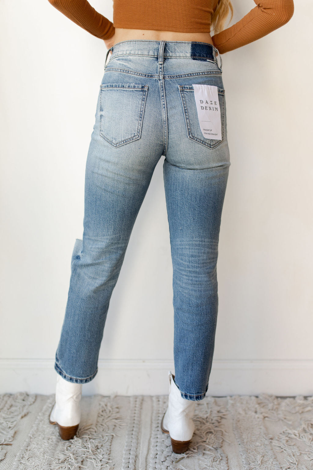 mode, straight up high rise denim