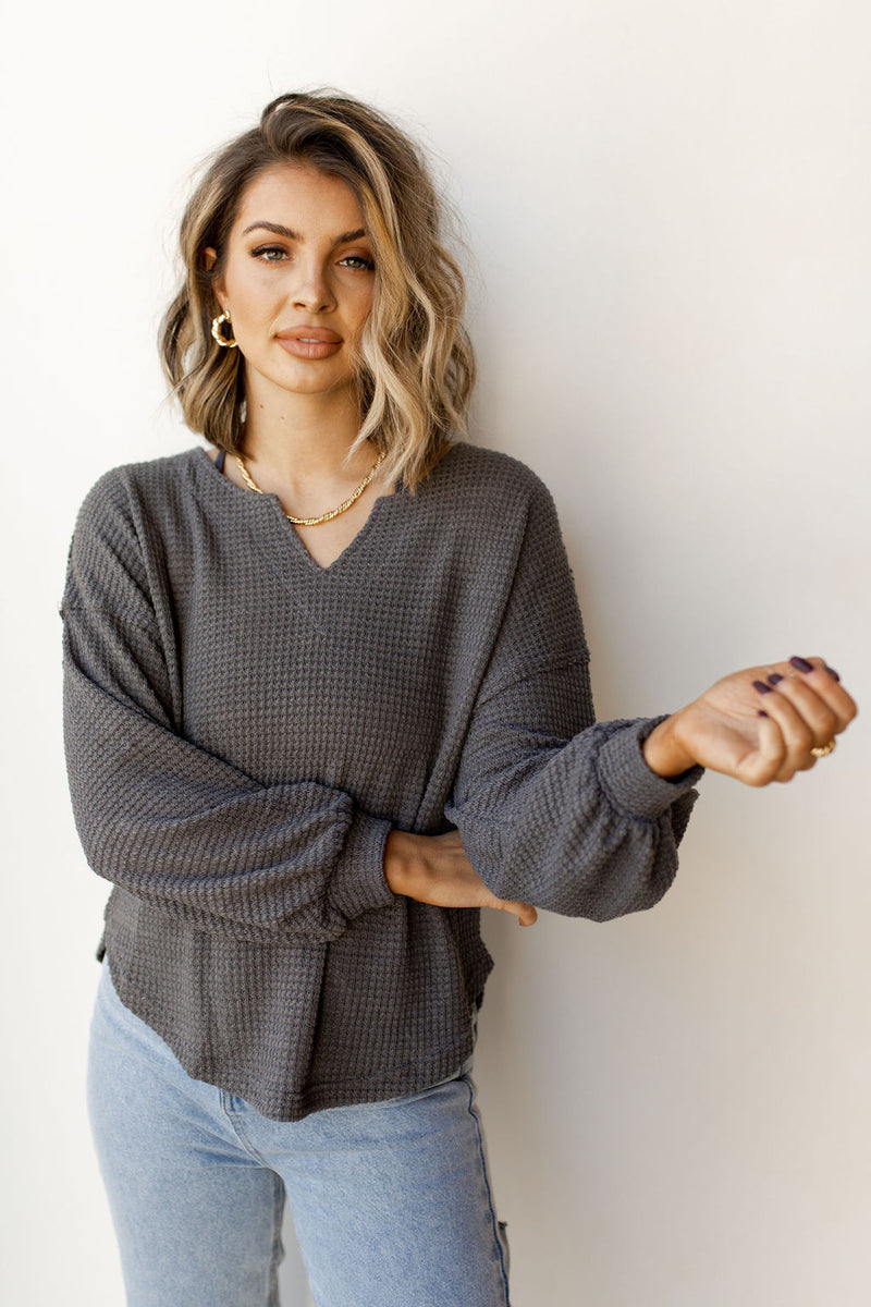 mode, fresh waffle raw hem top