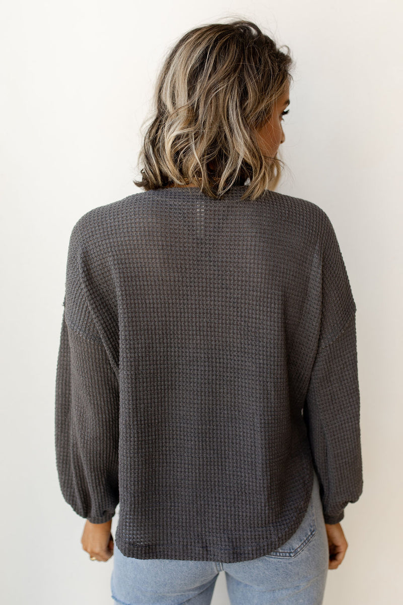 mode, fresh waffle raw hem top