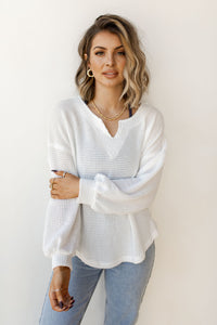 mode, fresh waffle raw hem top
