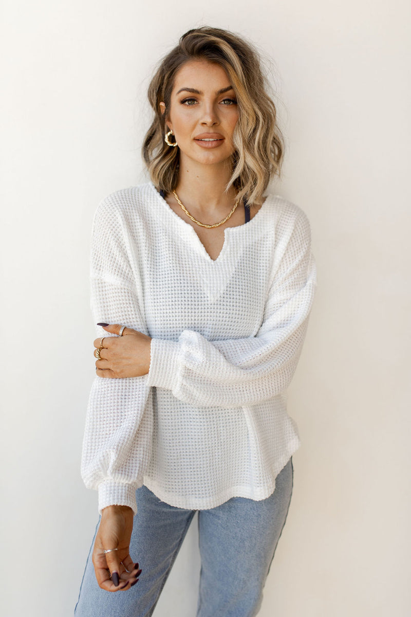 mode, fresh waffle raw hem top