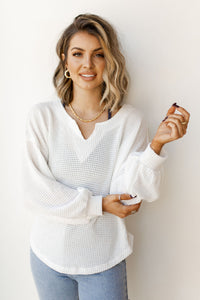 mode, fresh waffle raw hem top