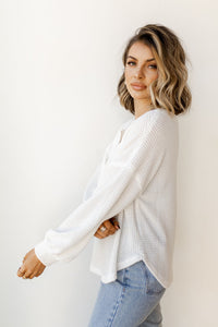 mode, fresh waffle raw hem top