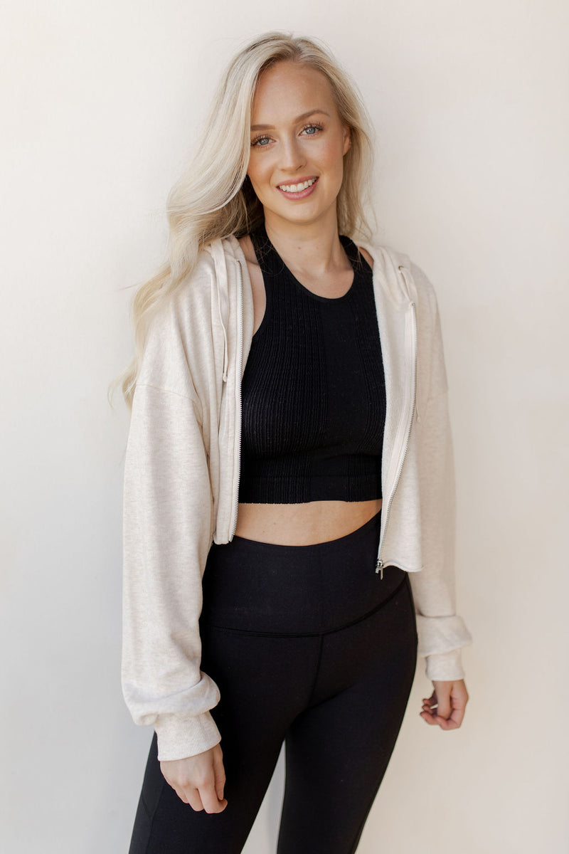 mode, relaxed crop zip-up
