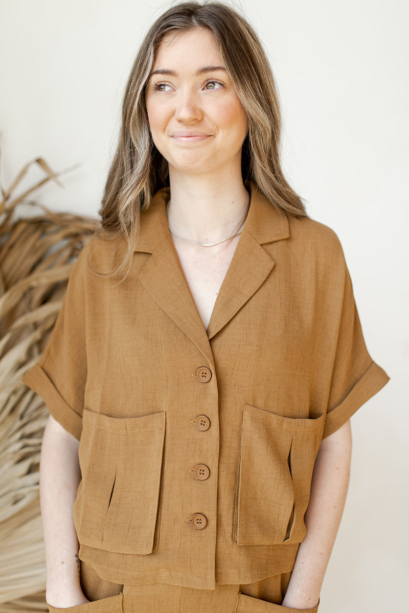 mode, oversized pockets camp shirt