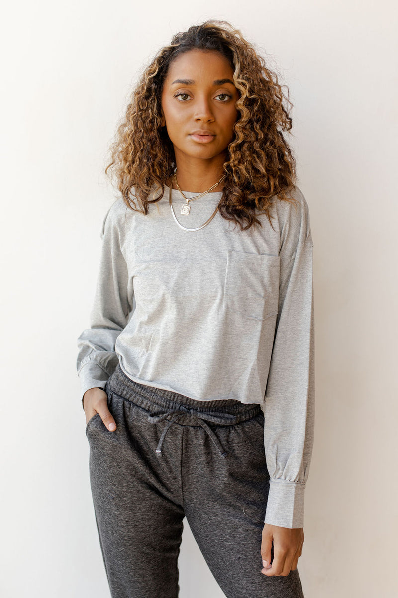 mode, cropped classic pocket ls tee