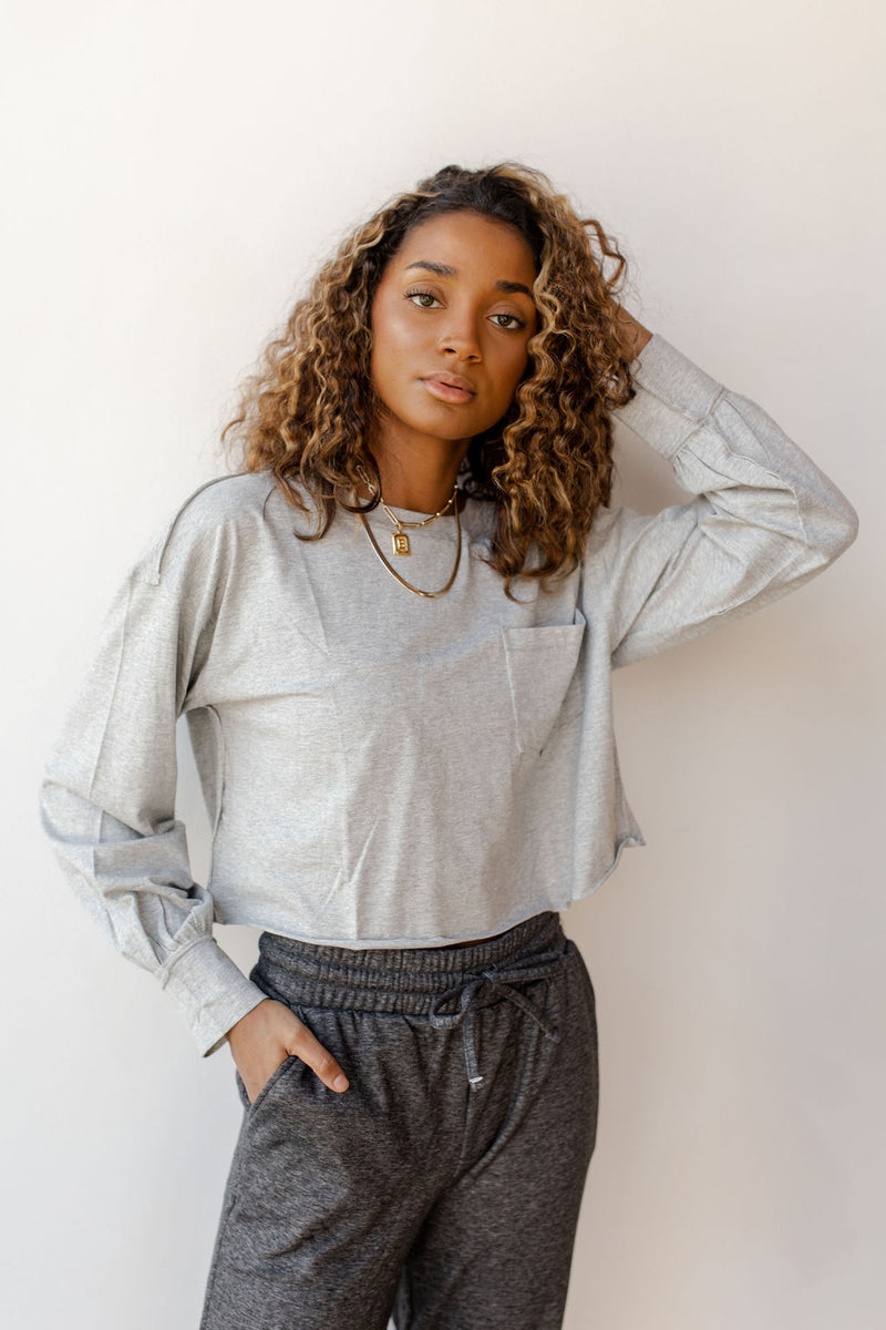 mode, cropped classic pocket ls tee
