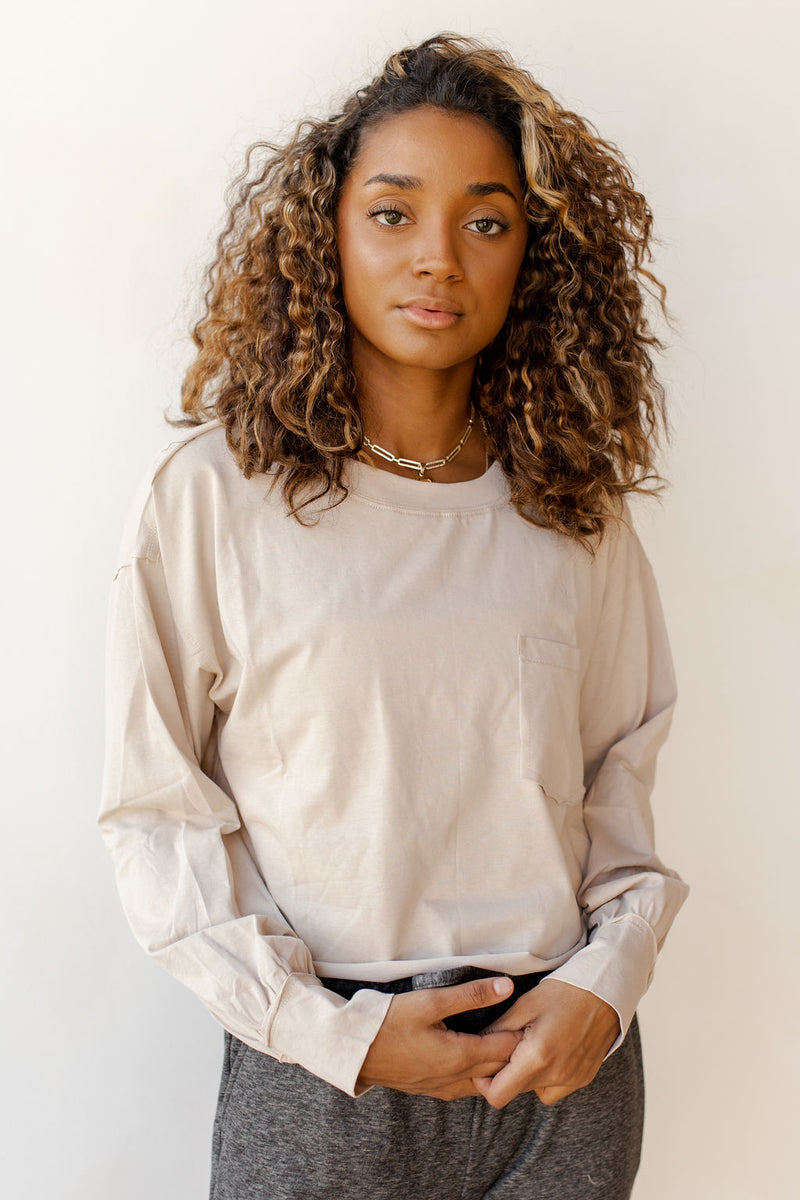mode, cropped classic pocket ls tee