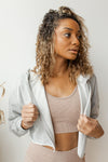 mode, relaxed crop zip-up