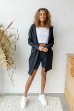 mode, longline hoodie cardigan