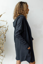mode, longline hoodie cardigan