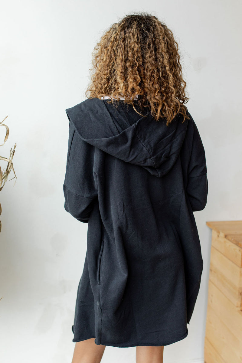 mode, longline hoodie cardigan