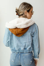 mode, perry hooded denim jacket