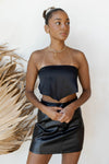 mode, satin tube scarf top