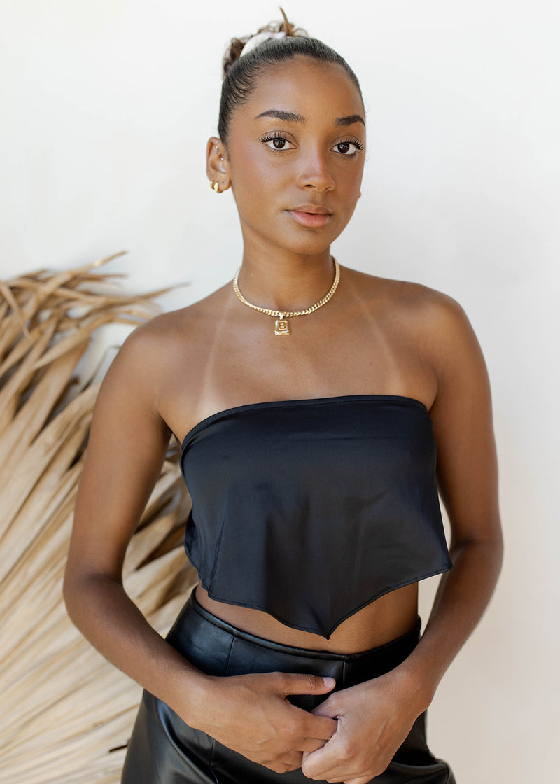 mode, satin tube scarf top