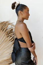 mode, satin tube scarf top