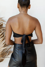 mode, satin tube scarf top