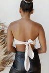 mode, satin tube scarf top