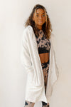 mode, fleece lined longline hoodie cardi