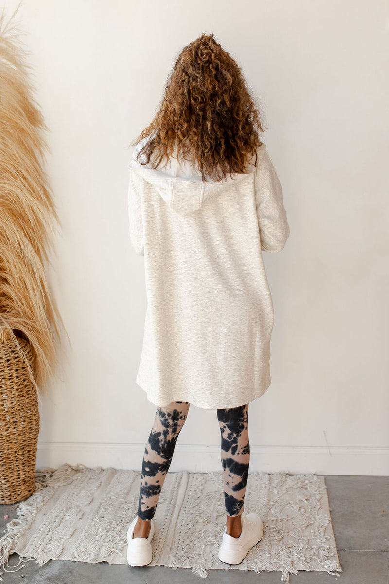 mode, fleece lined longline hoodie cardi