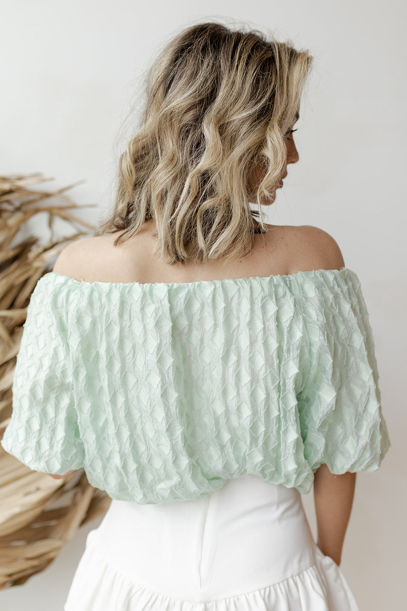 mode, diamonds are forever off shoulder top