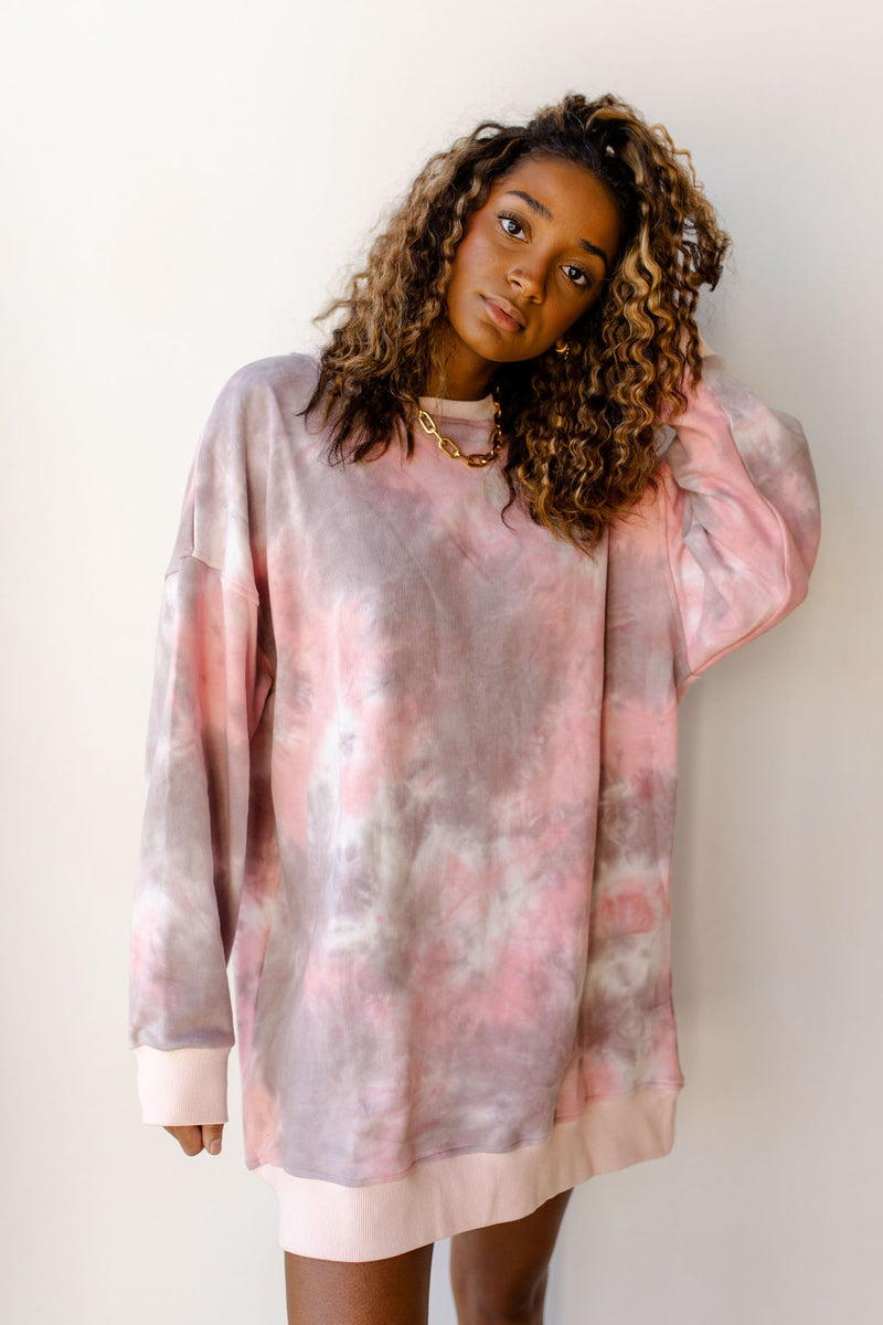 mode, tie dye boyfriend sweatshirt