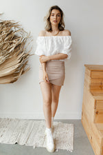 mode, wrap me up mini skirt