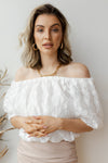 mode, diamonds are forever off shoulder top