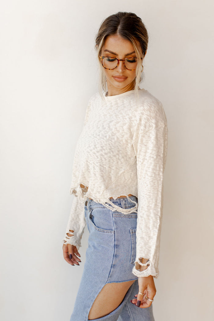 mode, vintage destressed long sleeve