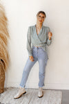 mode, friday night wrap blouse