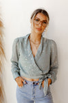 mode, friday night wrap blouse
