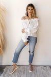 mode, wide neck peasant top
