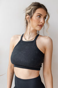 mode, square neck ribbed crop tank