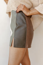 mode, fresh cut color block skirt