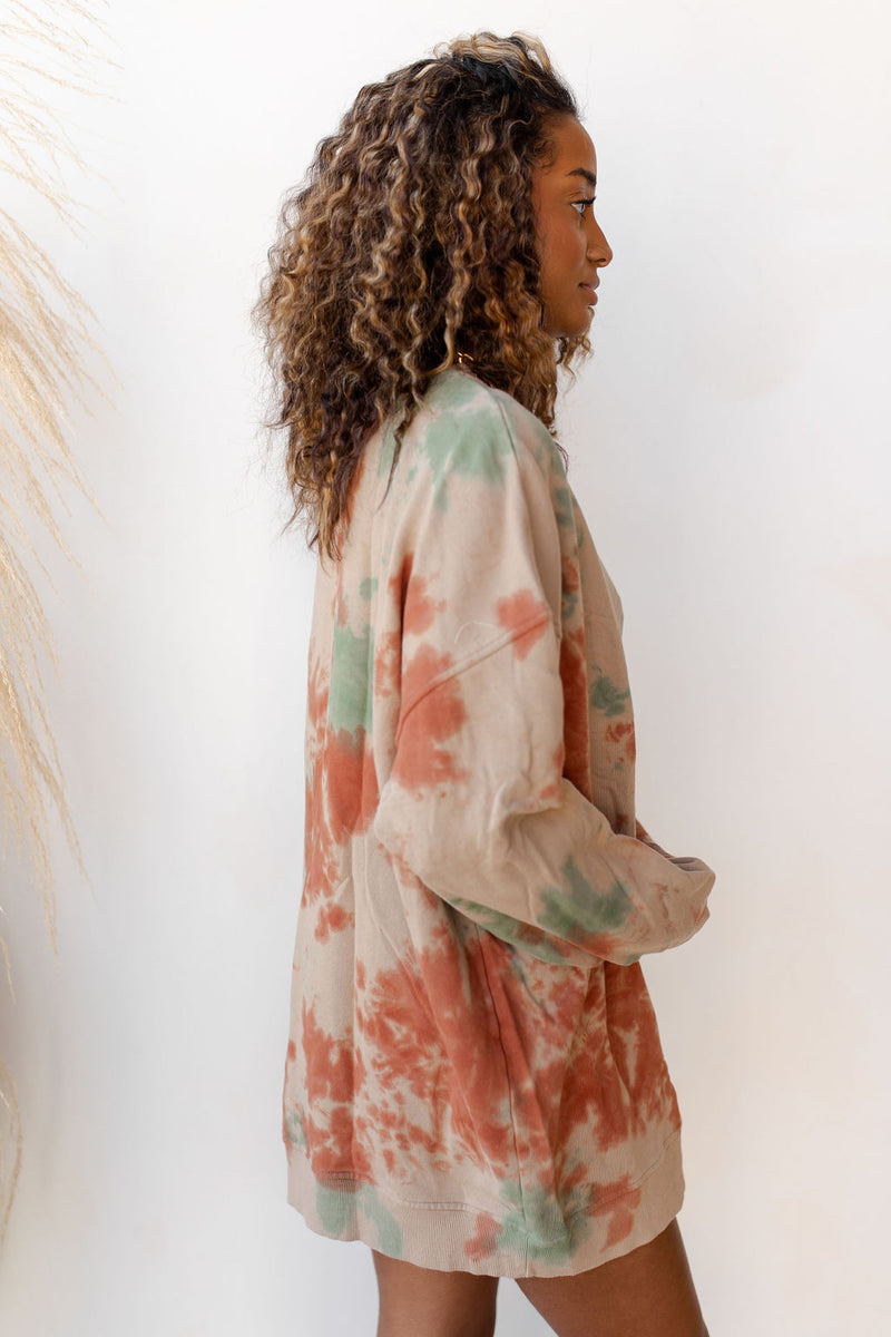 mode, tie dye boyfriend sweatshirt