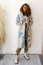mode, earth + sky long hoodie jacket