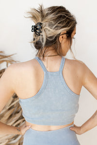 mode, square neck ribbed crop tank